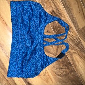 Blue Patterned Sports Bra